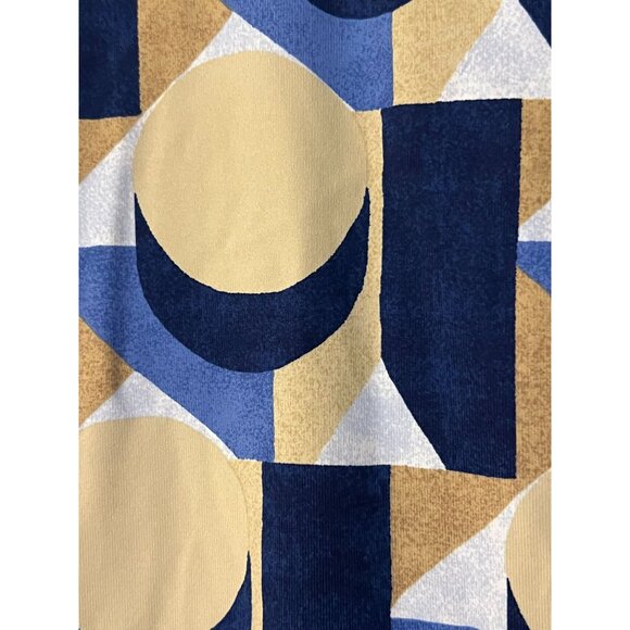 J. McLaughlin Sophia Dress Blue Tan Geometric Print Women's Size Large Stretch S - Picture 5 of 5